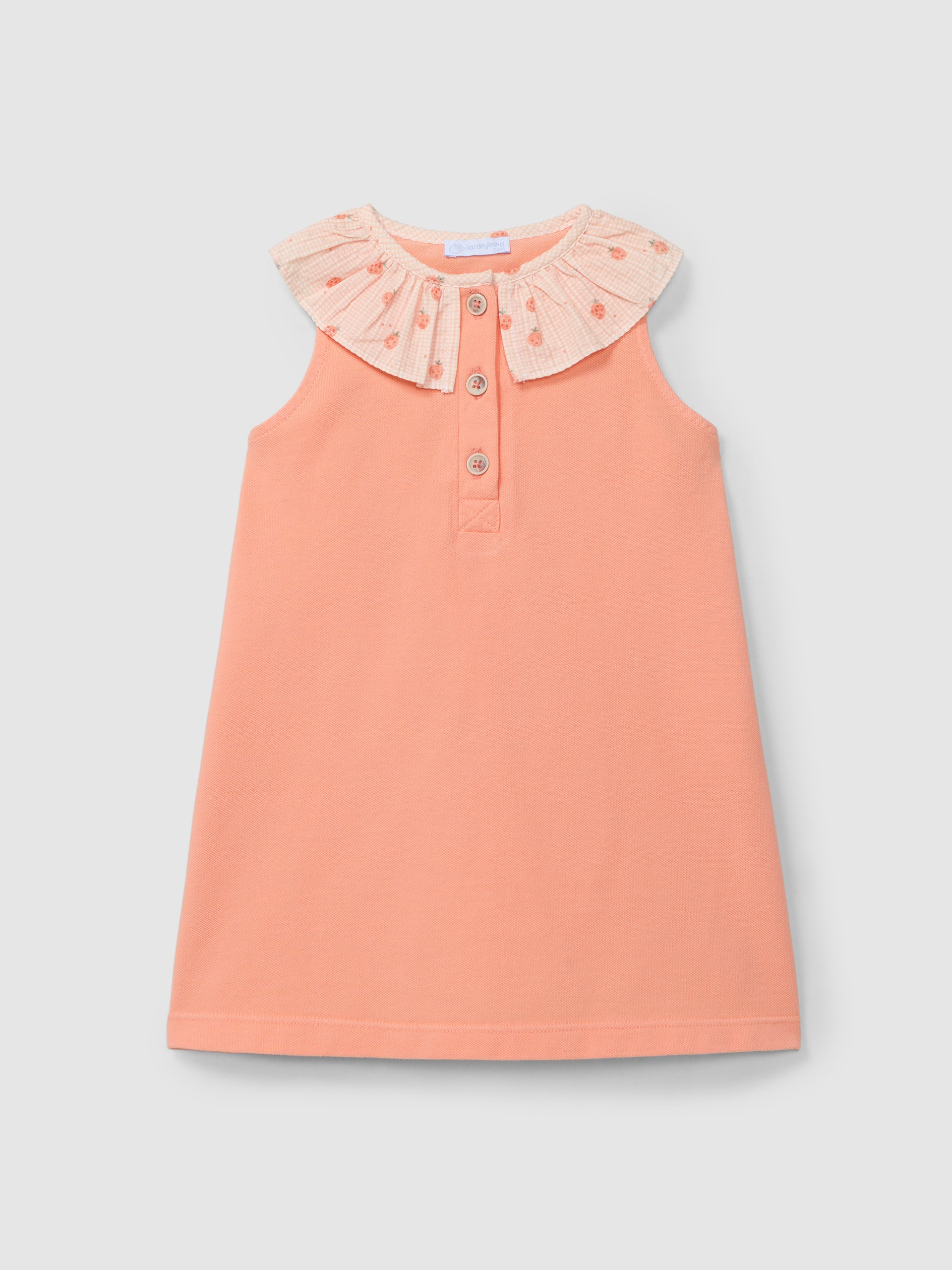 Vestido Piqué com Gola de Folho