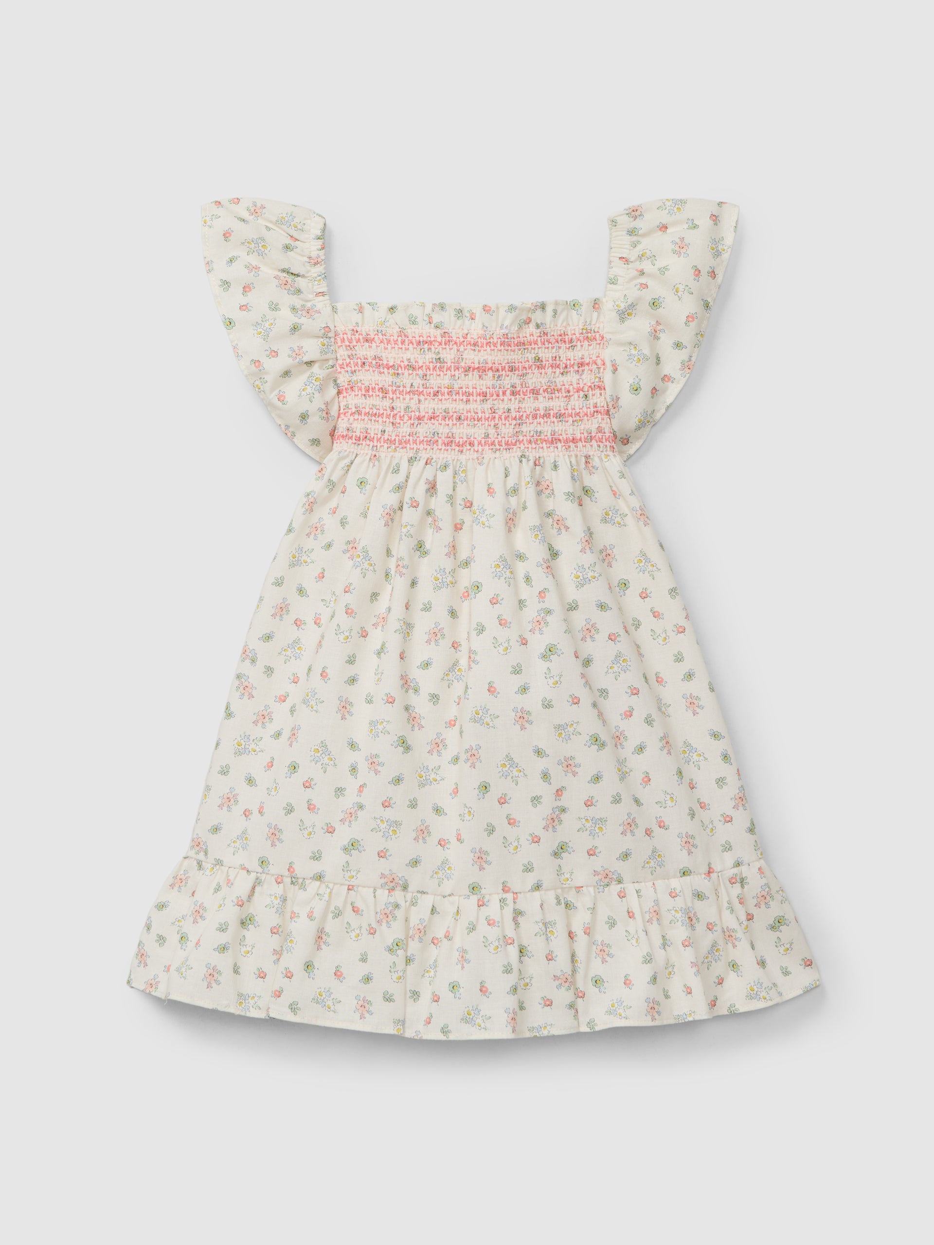 Vestido Estampado Floral com Smocks