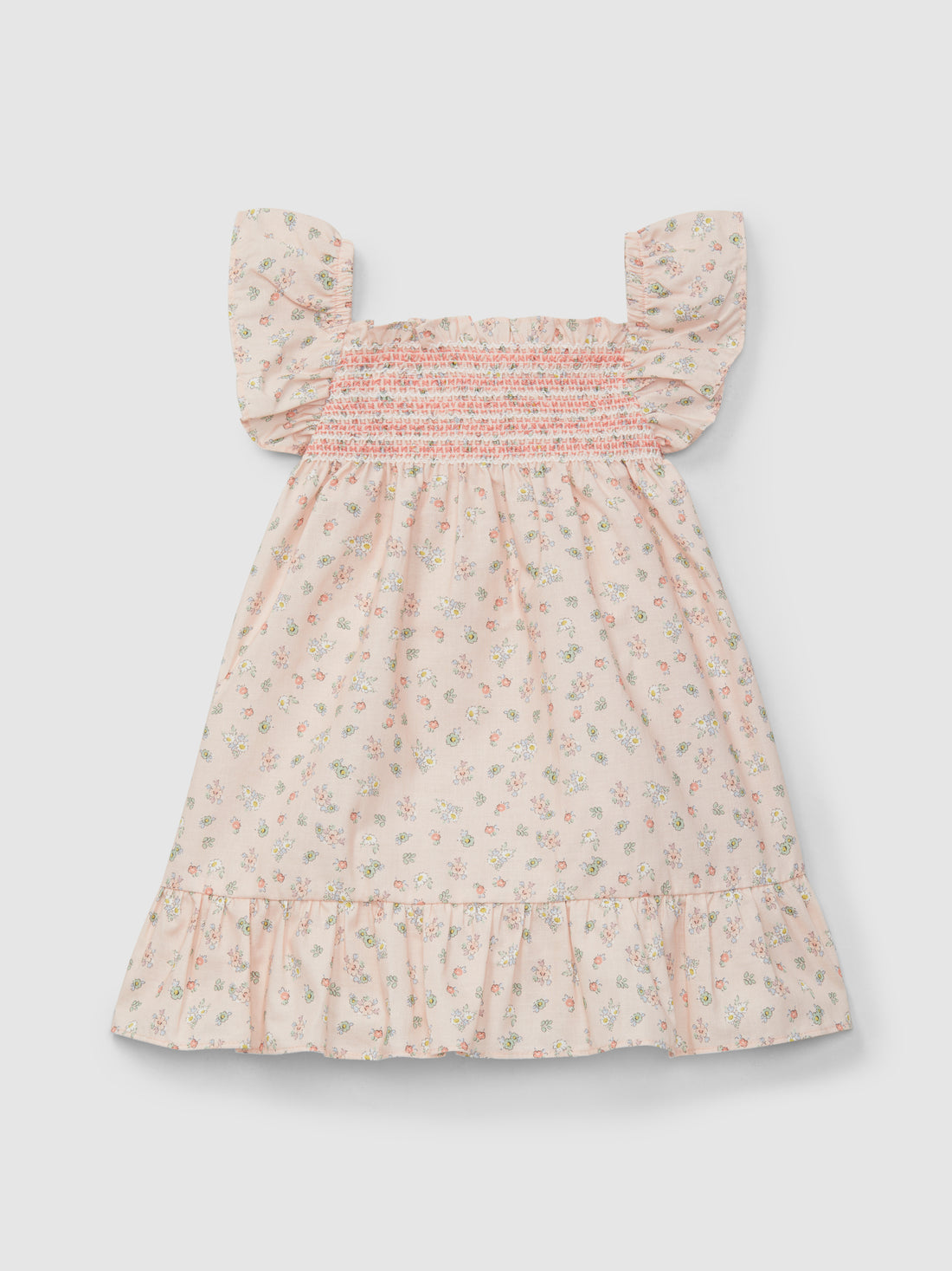 Vestido Estampado Floral com Smocks