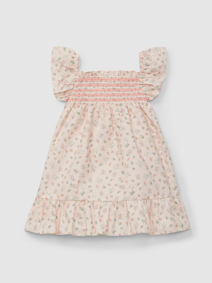 Vestido Estampado Floral com Smocks
