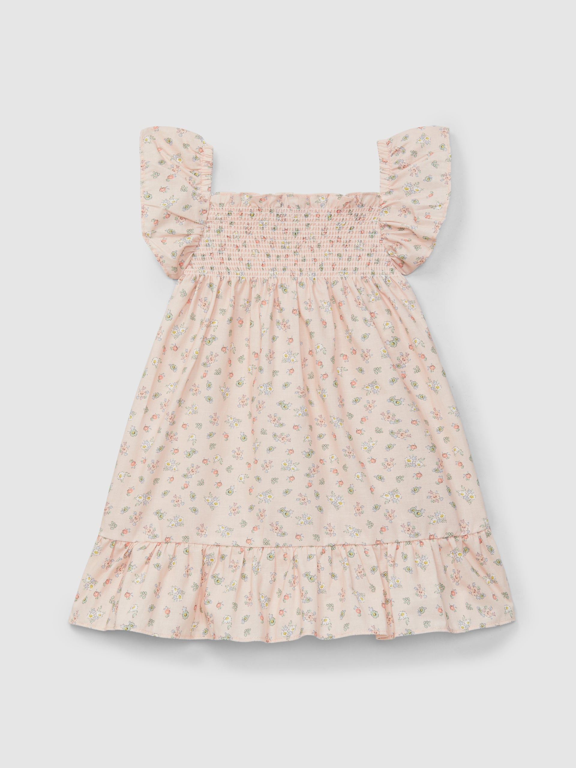 Vestido Estampado Floral com Smocks