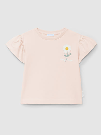 T-shirt Aplicação de Flor em Relevo