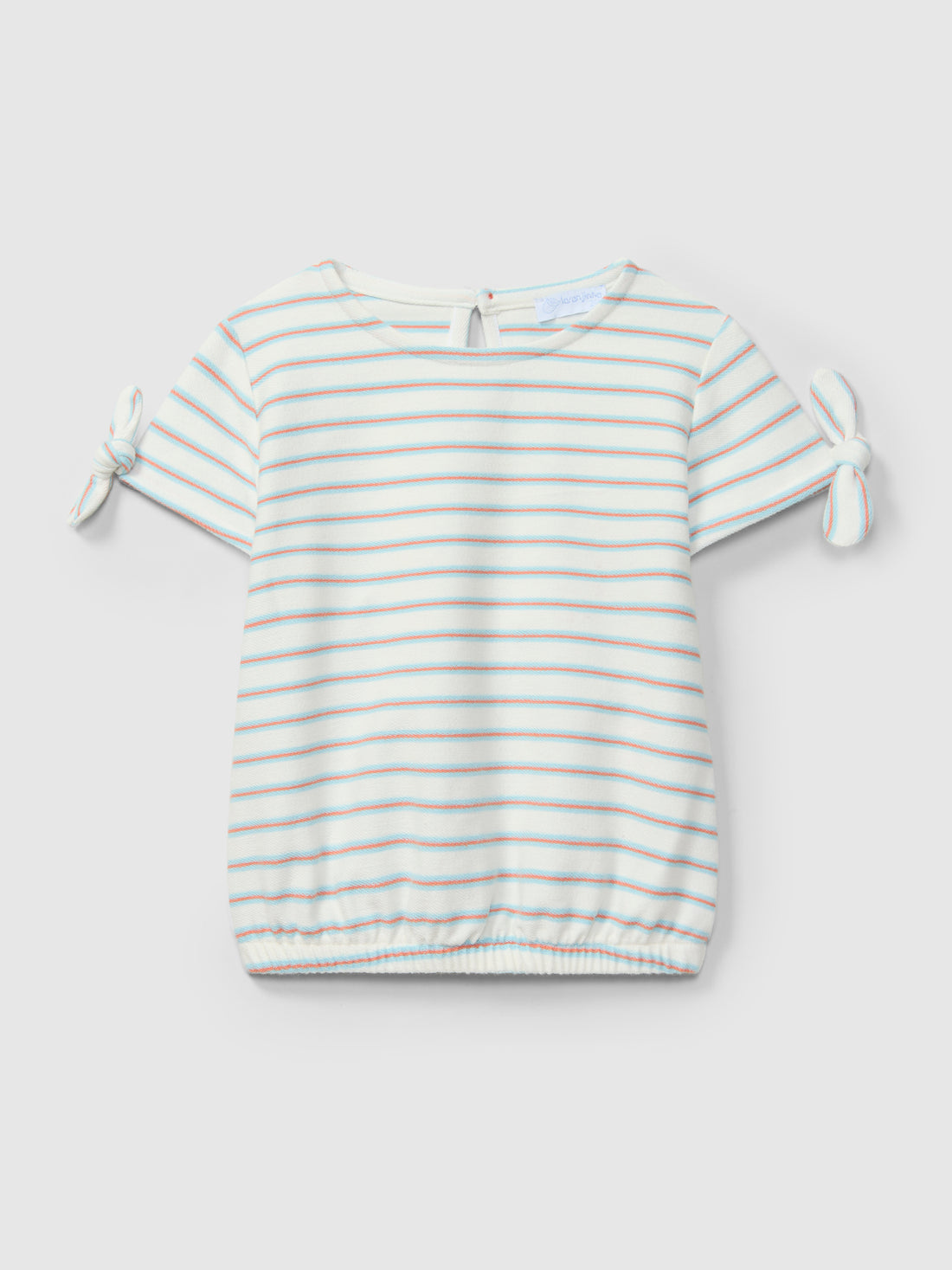 T-shirt em Felpa de Riscas Multicolor