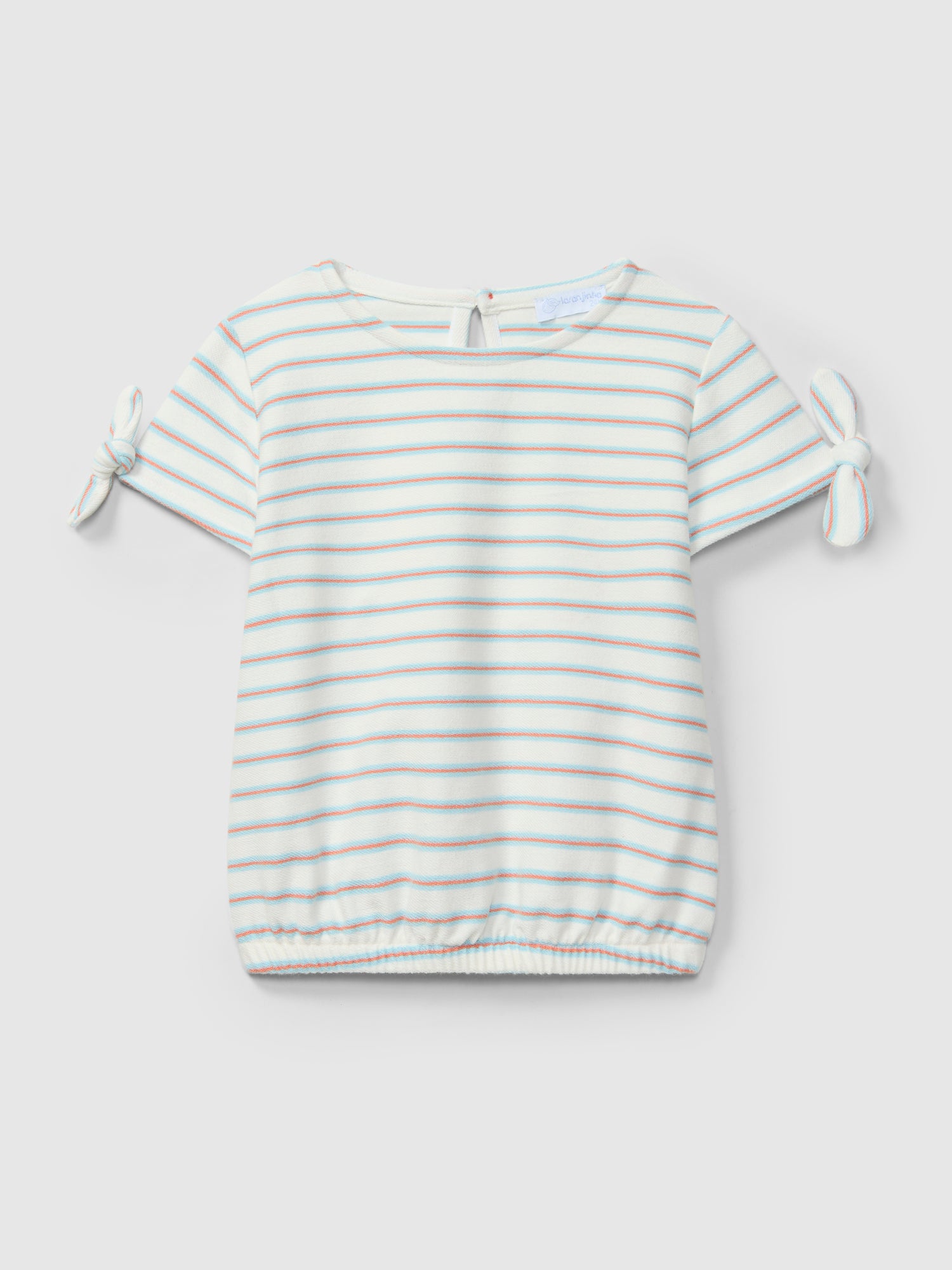 T-shirt em Felpa de Riscas Multicolor