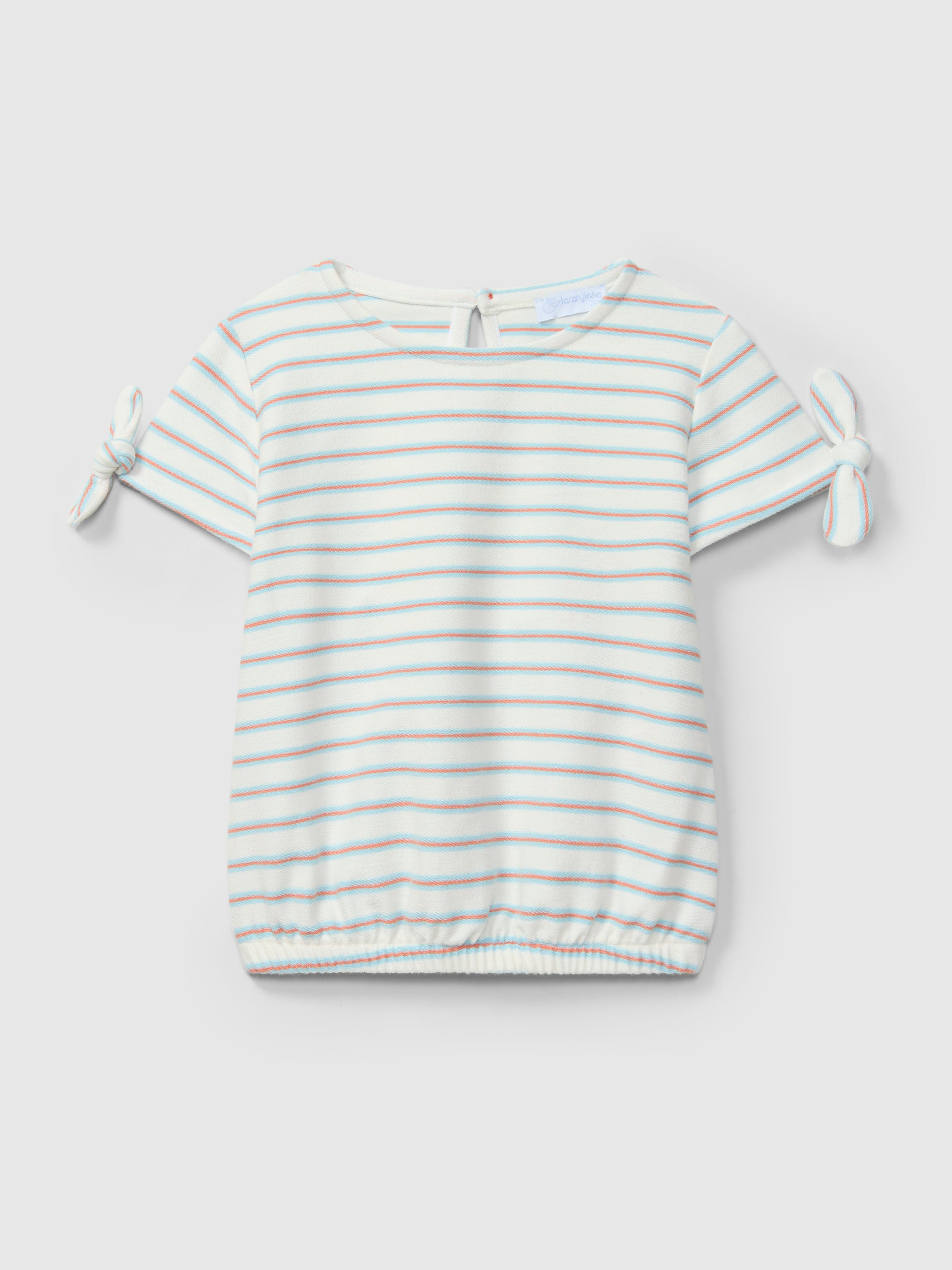 T-shirt em Felpa de Riscas Multicolor