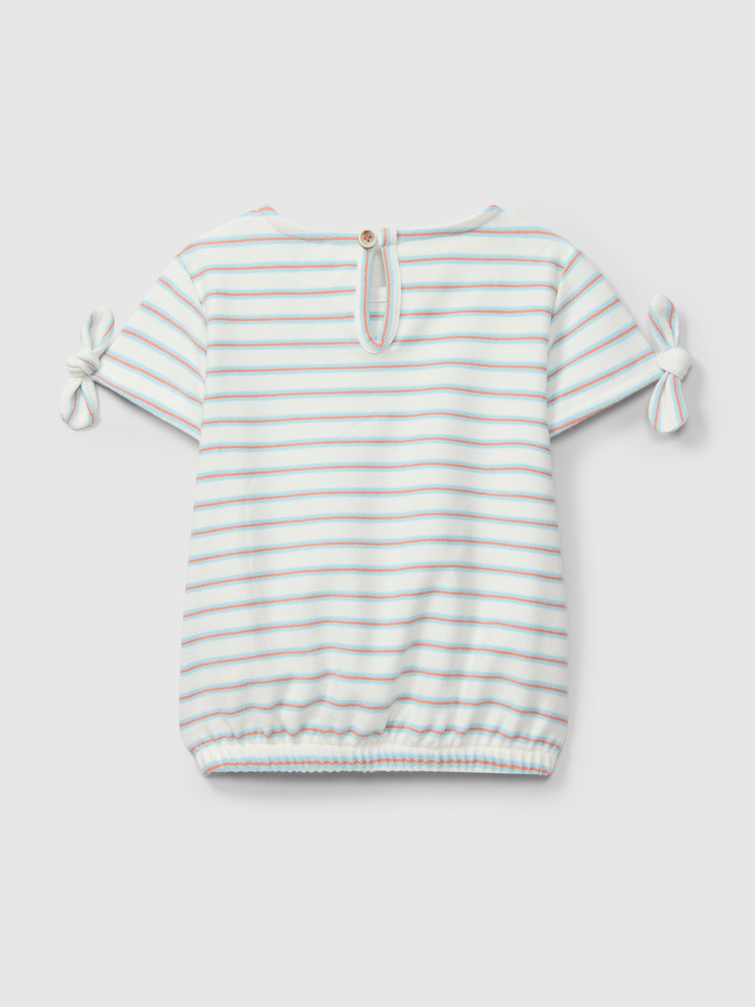 T-shirt em Felpa de Riscas Multicolor