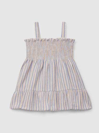 Vestido de Alças Riscas Multicolor