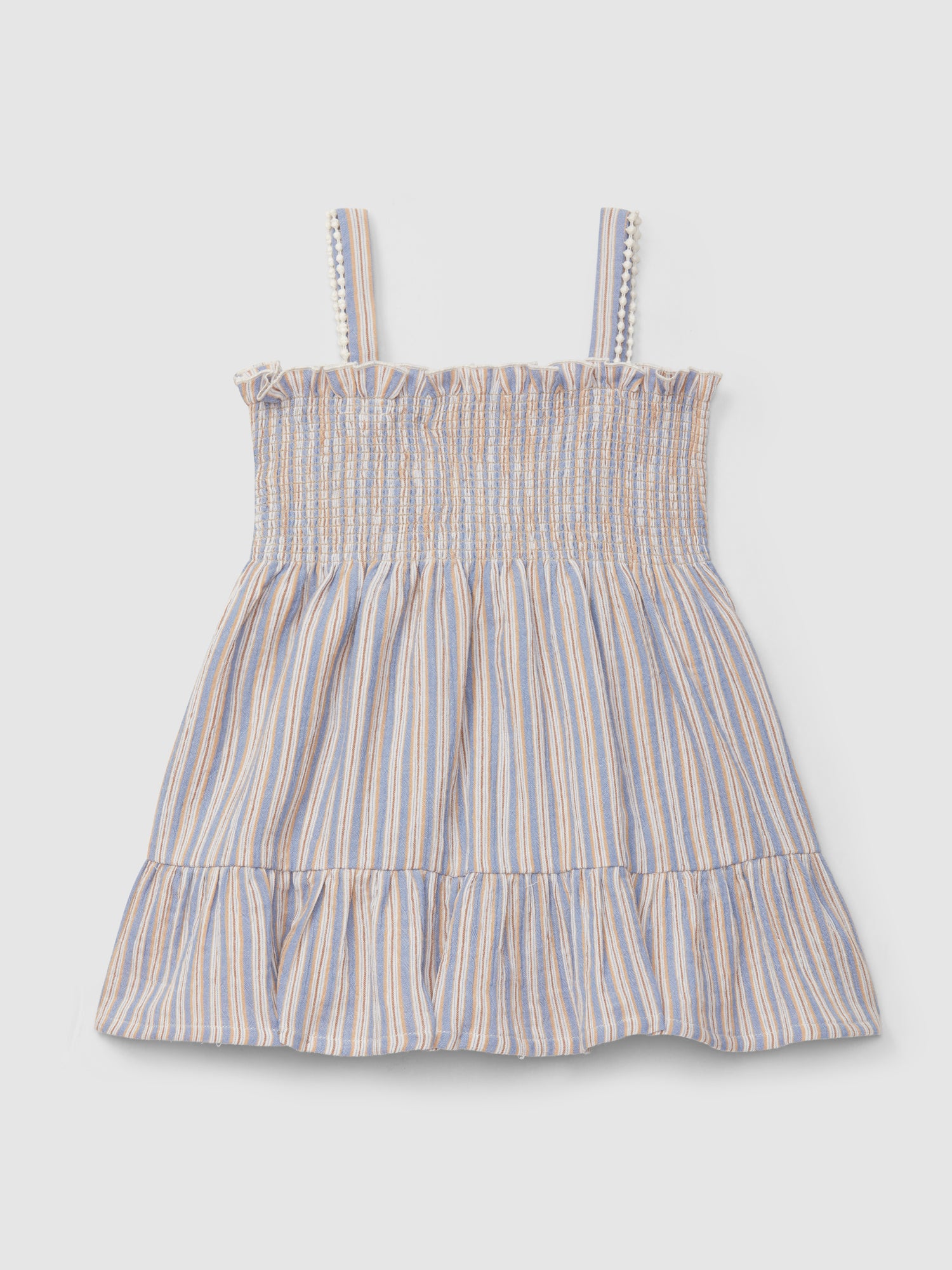 Vestido de Alças Riscas Multicolor