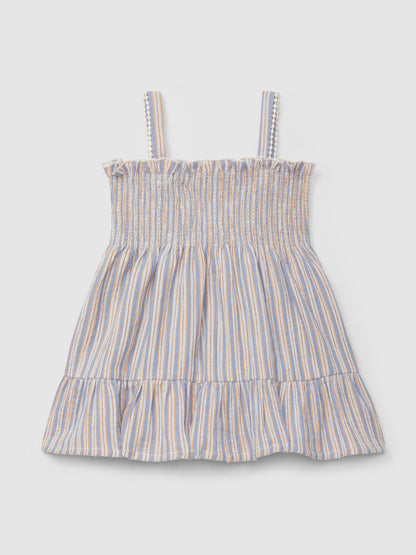 Vestido de Alças Riscas Multicolor