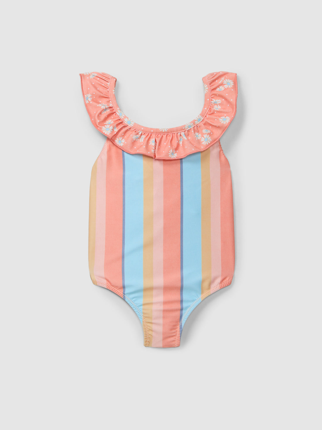Multicolor Striped and Floral Swimsuit