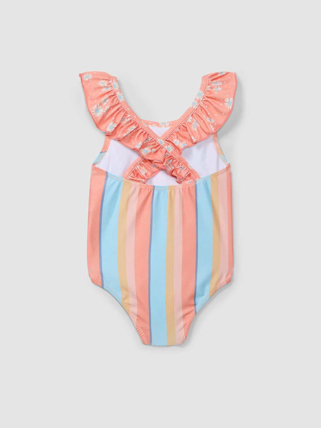 Multicolor Striped and Floral Swimsuit